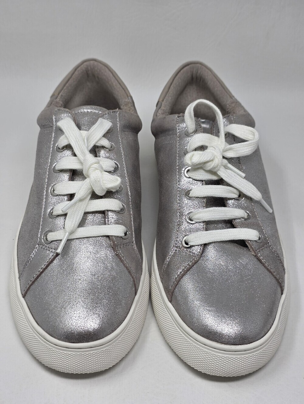 Chico’s Women’s Silver Leather Lace Up Shoes Sneakers Size 11 M New - Picture 7 of 12